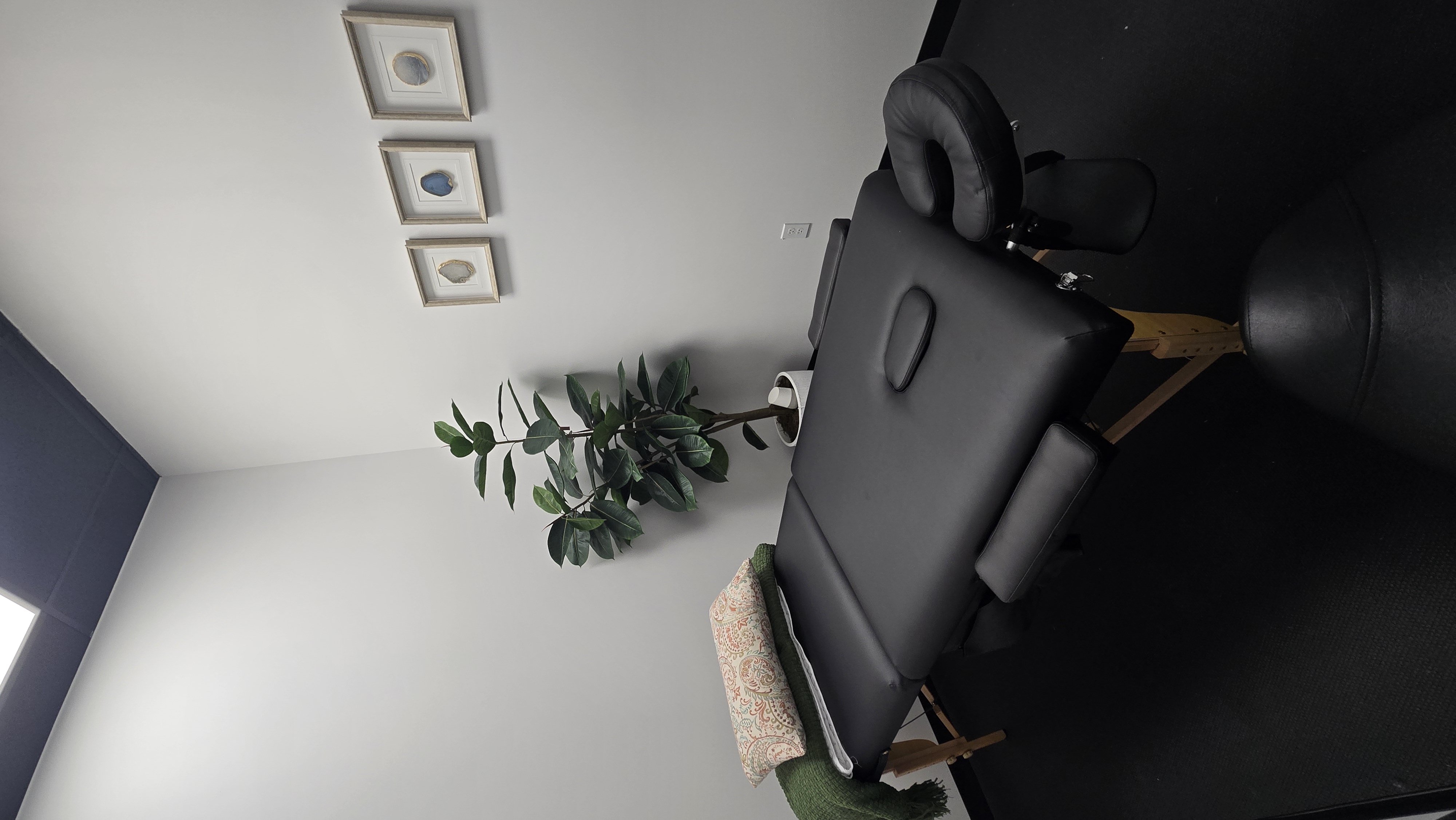 The RaagVeda Reiki healing room with treatment table